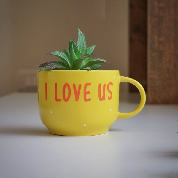 I Love Us | Ceramic Wall Planter | Table Accessory | Personalised Gift | Home Decor